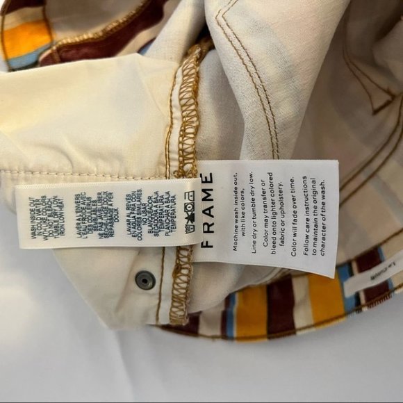 Frame Denim Yellow and Brown Striped Jean Shorts - Picture 7 of 11